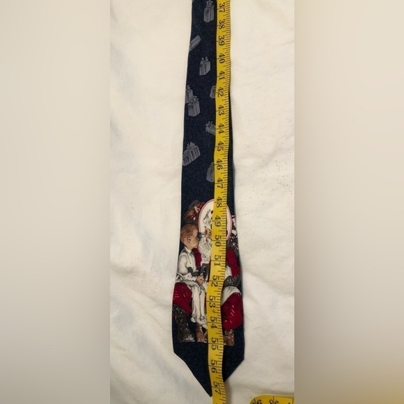 Saturday Evening Post Neck Tie 100% Silk Santa Christmas Kid on Santas Lap 1996 - Picture 10 of 16